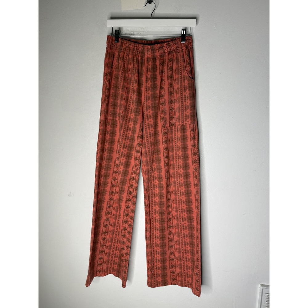 Prairie Cotton Women Red Orange Tribal Print Wide Leg Pants BCB42B Made in USA M